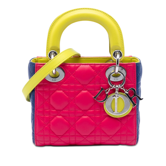 Dior Handbags - Pre-Loved Dior Mini Tricolor Lambskin Cannage Lady Dior